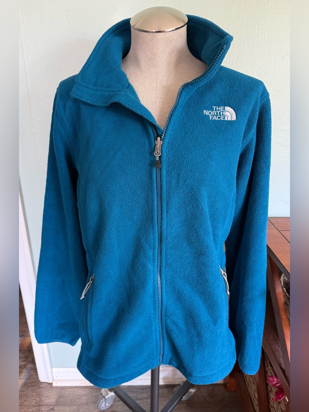 The North Face Women’s Teal Green Blue Full Zip Fleece Jacket Size XL